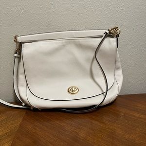 NEW Coach White Leather Handbag with Gold Hardware